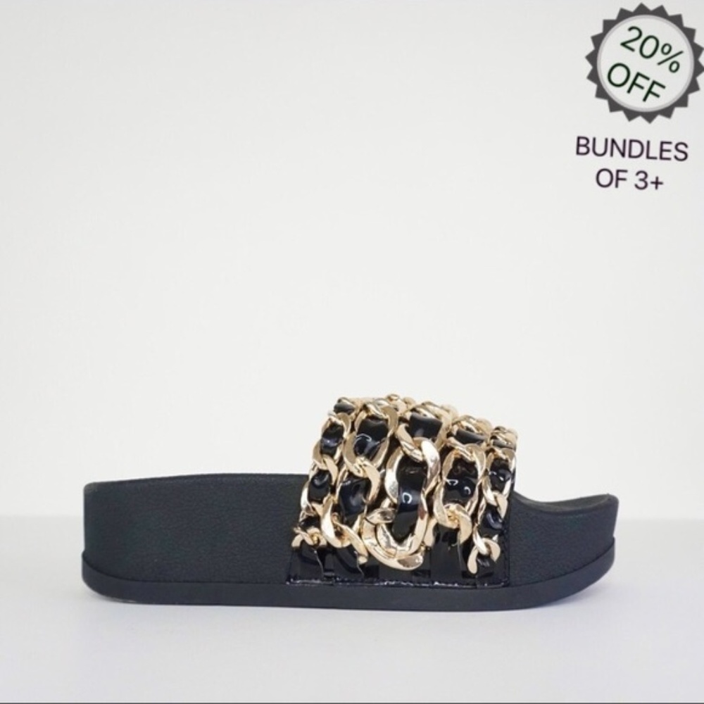 Jeffrey Campbell | Edie Sandals Black Chain | 7